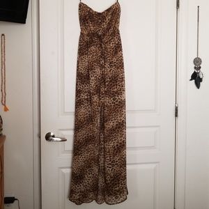 Strapless cheetah print dress